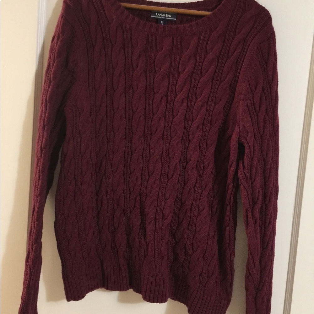Burgundy Cable Knit Sweater